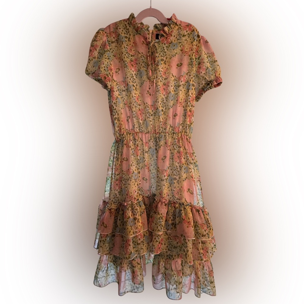 Girls Floral Ruffle Tiered Dress XL – Made in Italy
